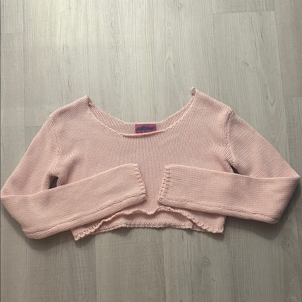 Edikted Pink Cropped Knit Top